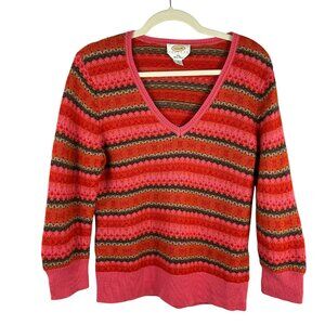 Y2K Vintage Talbots 100% Merino Wool Sweater Women Medium Petite Pink Orange